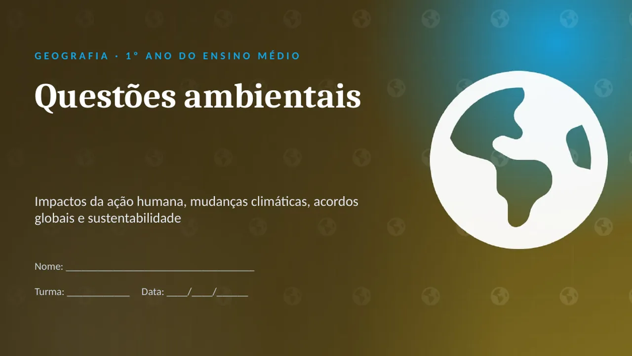 Capa da apresentação Questões ambientais