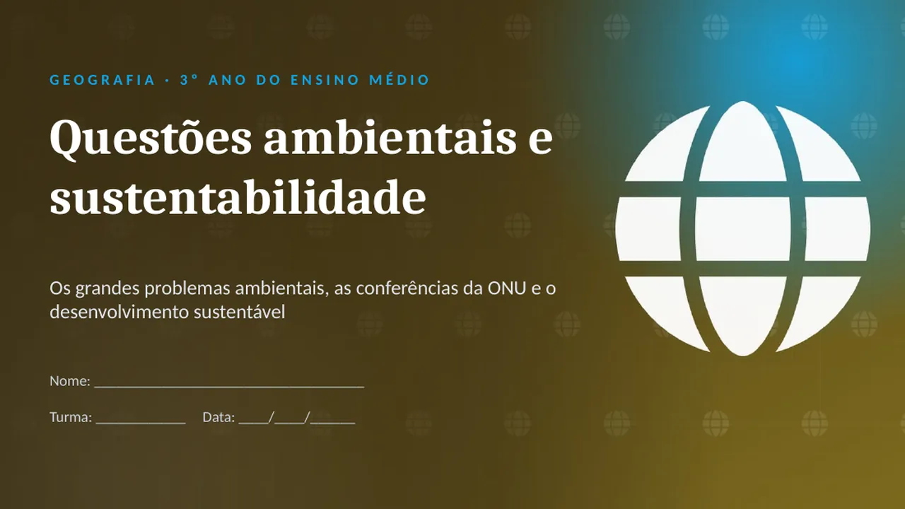 Capa da apresentação Questões ambientais e sustentabilidade