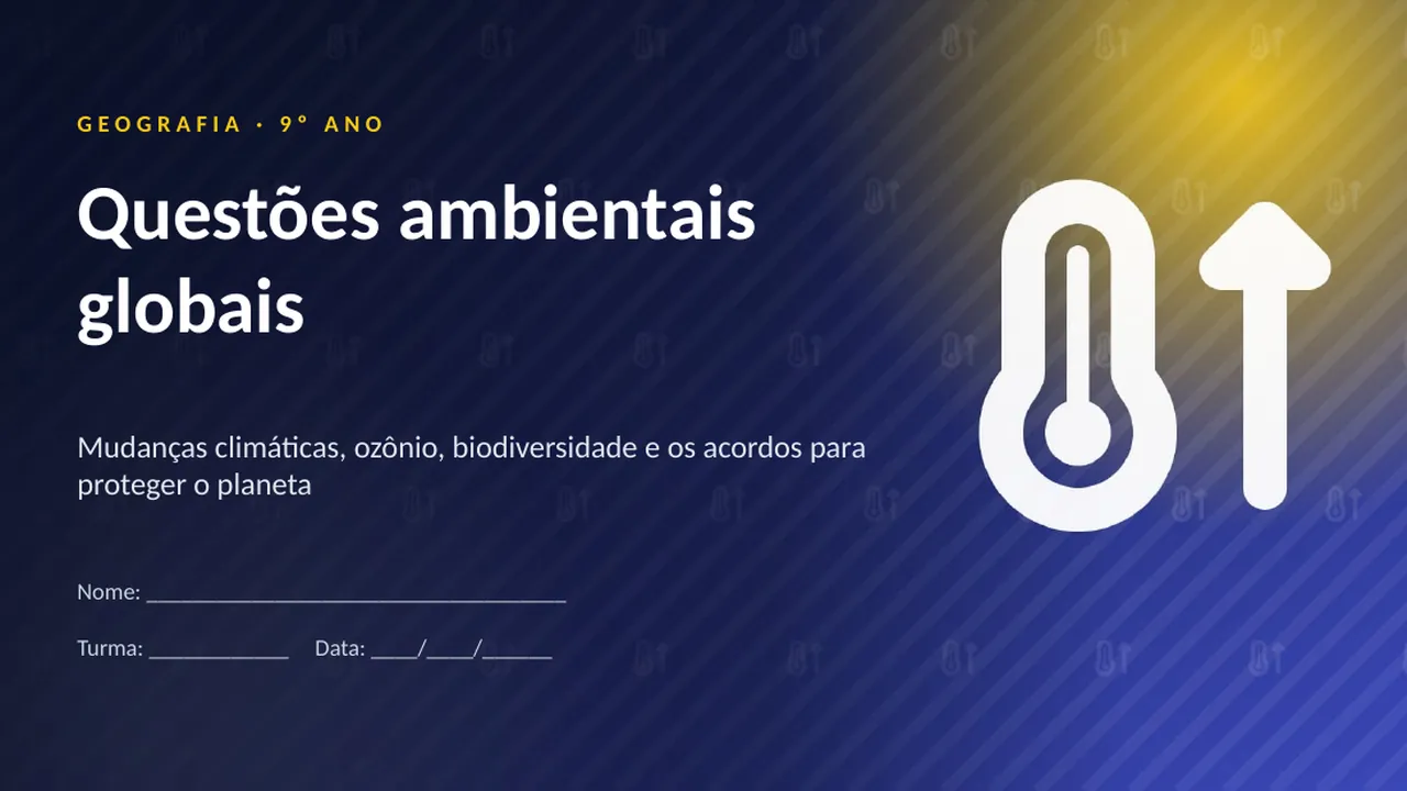 Capa da apresentação Questões ambientais globais