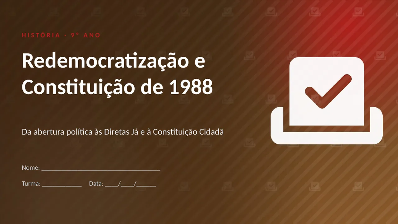 Capa da apresentação Redemocratização e Constituição de 1988