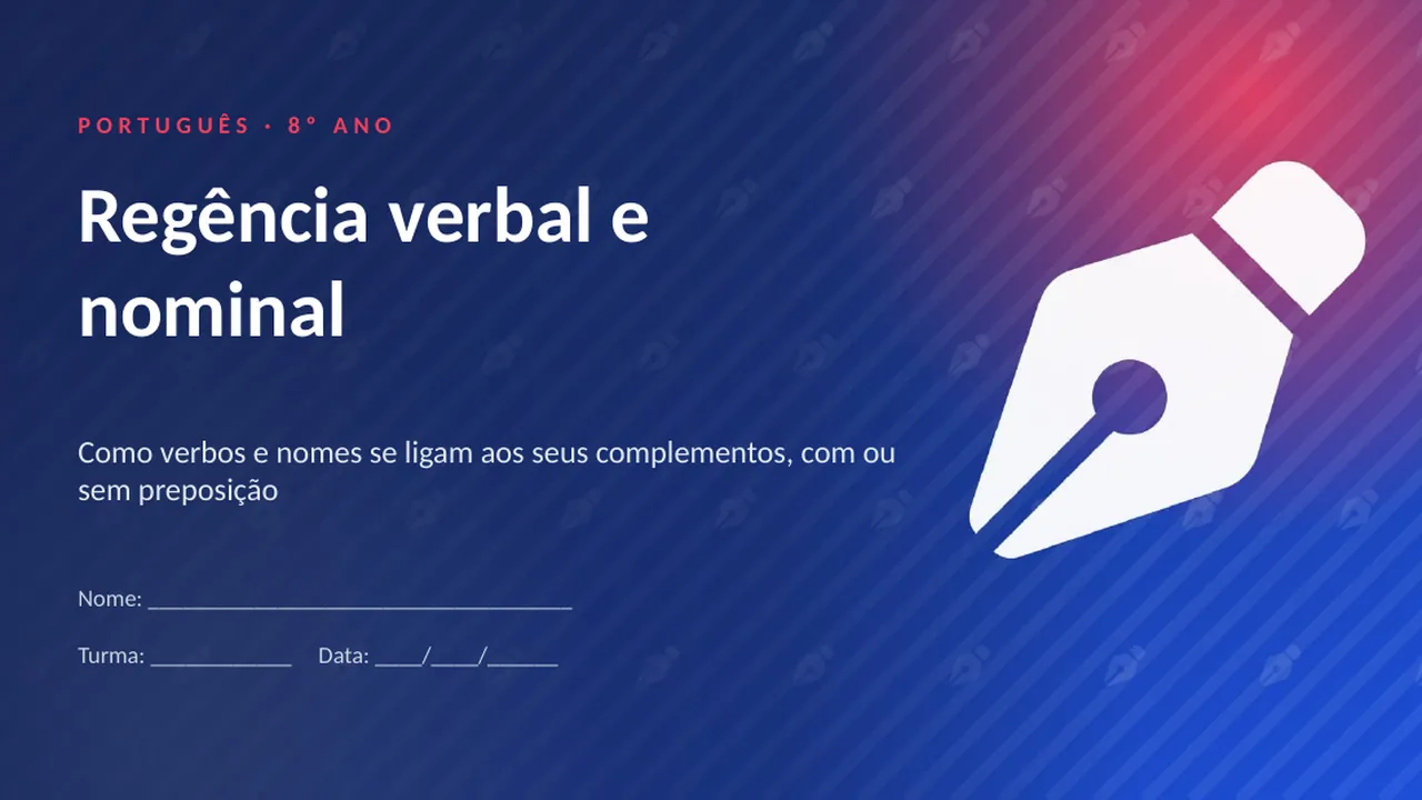 Capa da apresentação Regência verbal e nominal