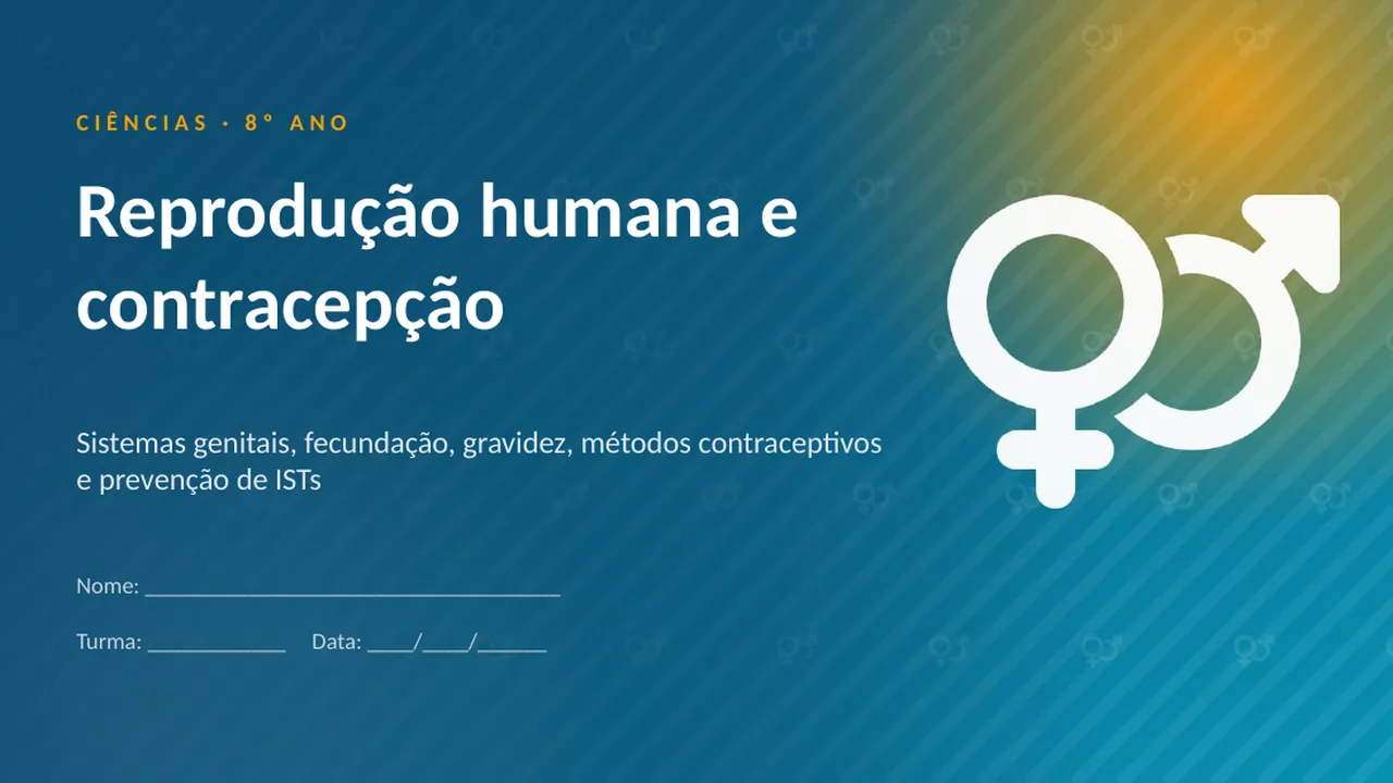 Capa da apresentação Reprodução humana e contracepção