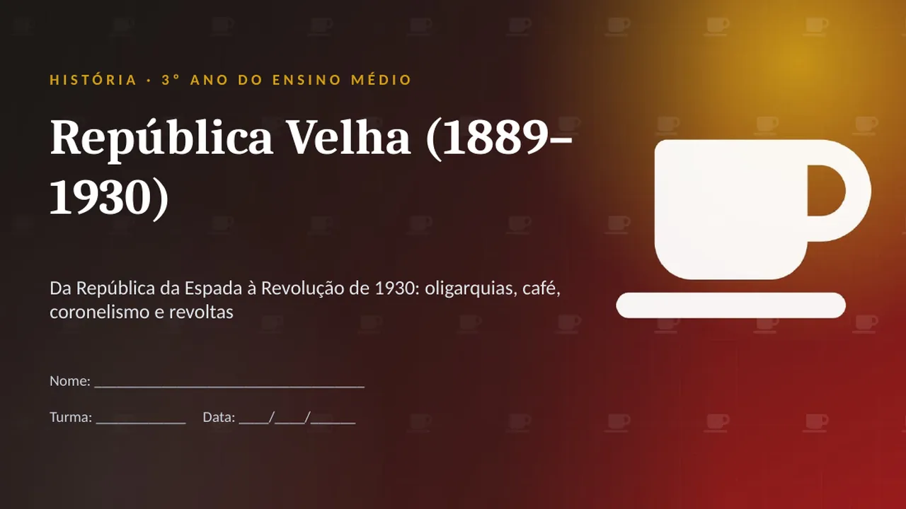 Capa da apresentação República Velha (1889–1930)
