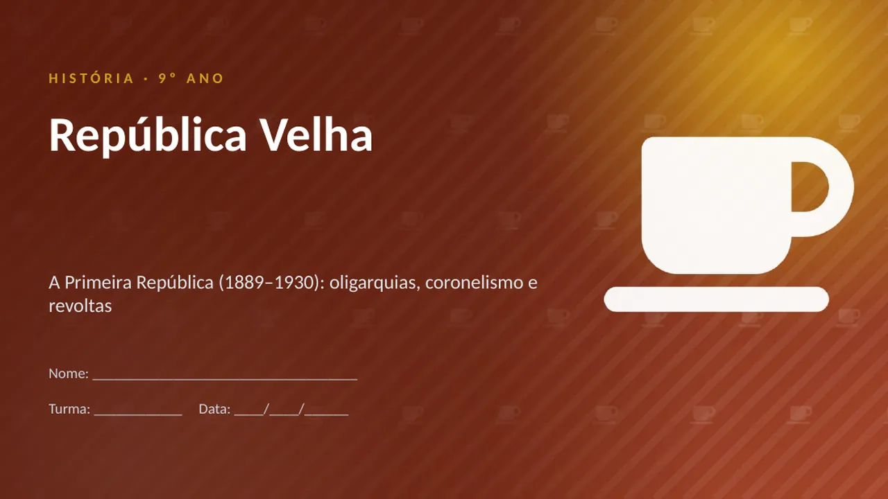 Capa da apresentação República Velha