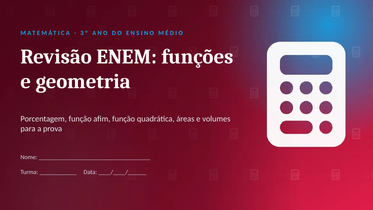 Capa da apresentação Revisão ENEM: funções e geometria