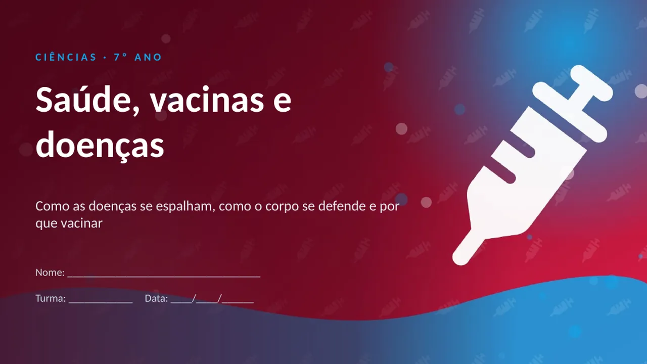 Capa da apresentação Saúde, vacinas e doenças