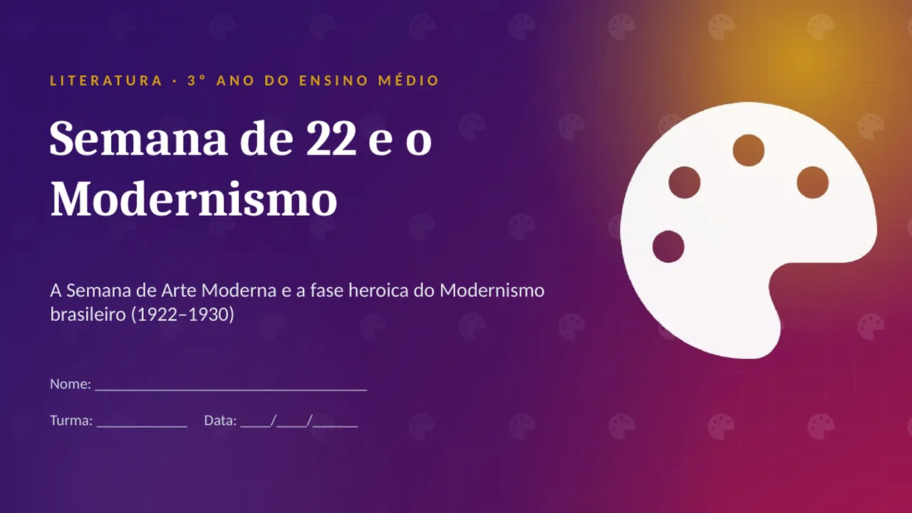 Capa da apresentação Semana de 22 e o Modernismo