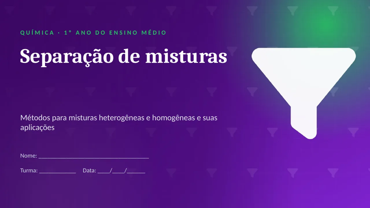 Capa da apresentação Separação de misturas