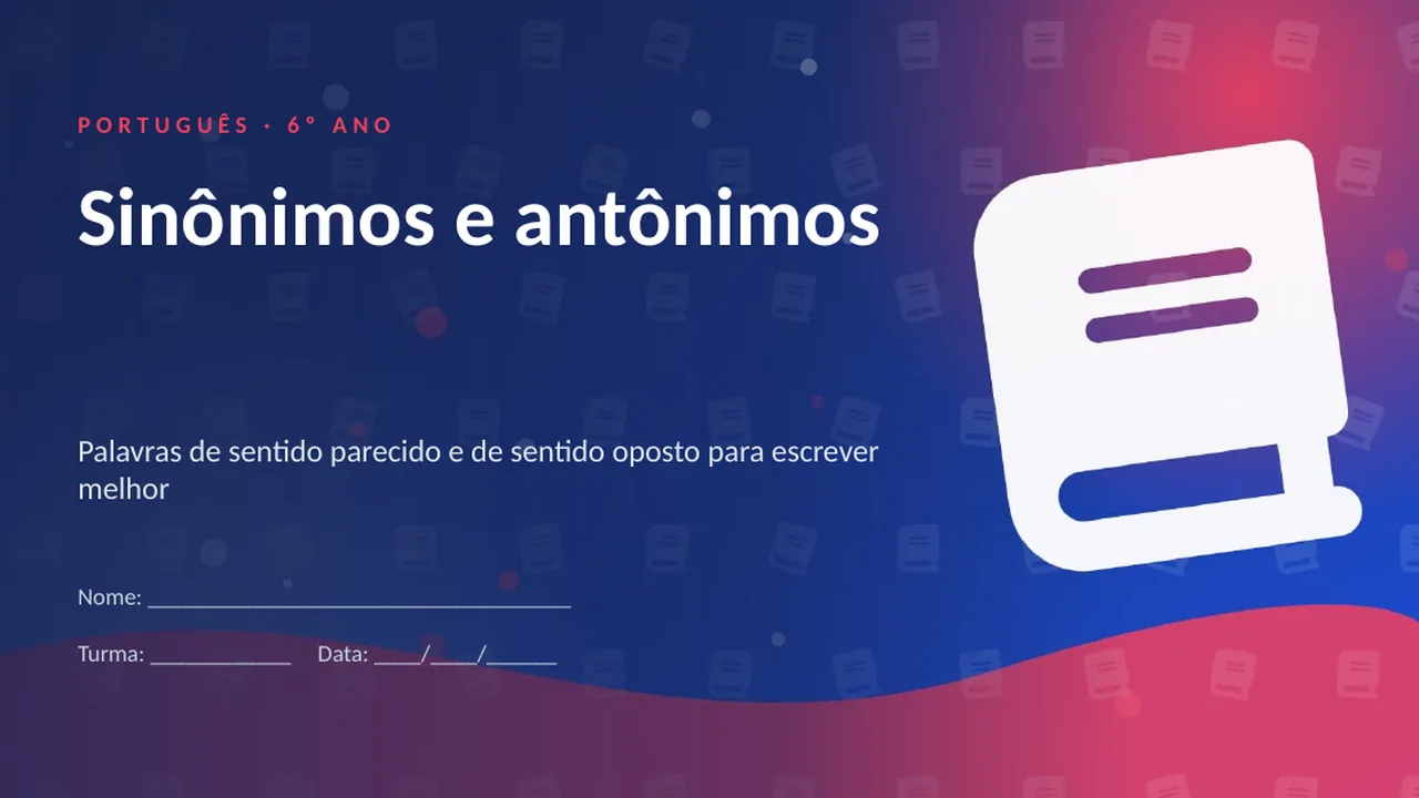 Capa da apresentação Sinônimos e antônimos