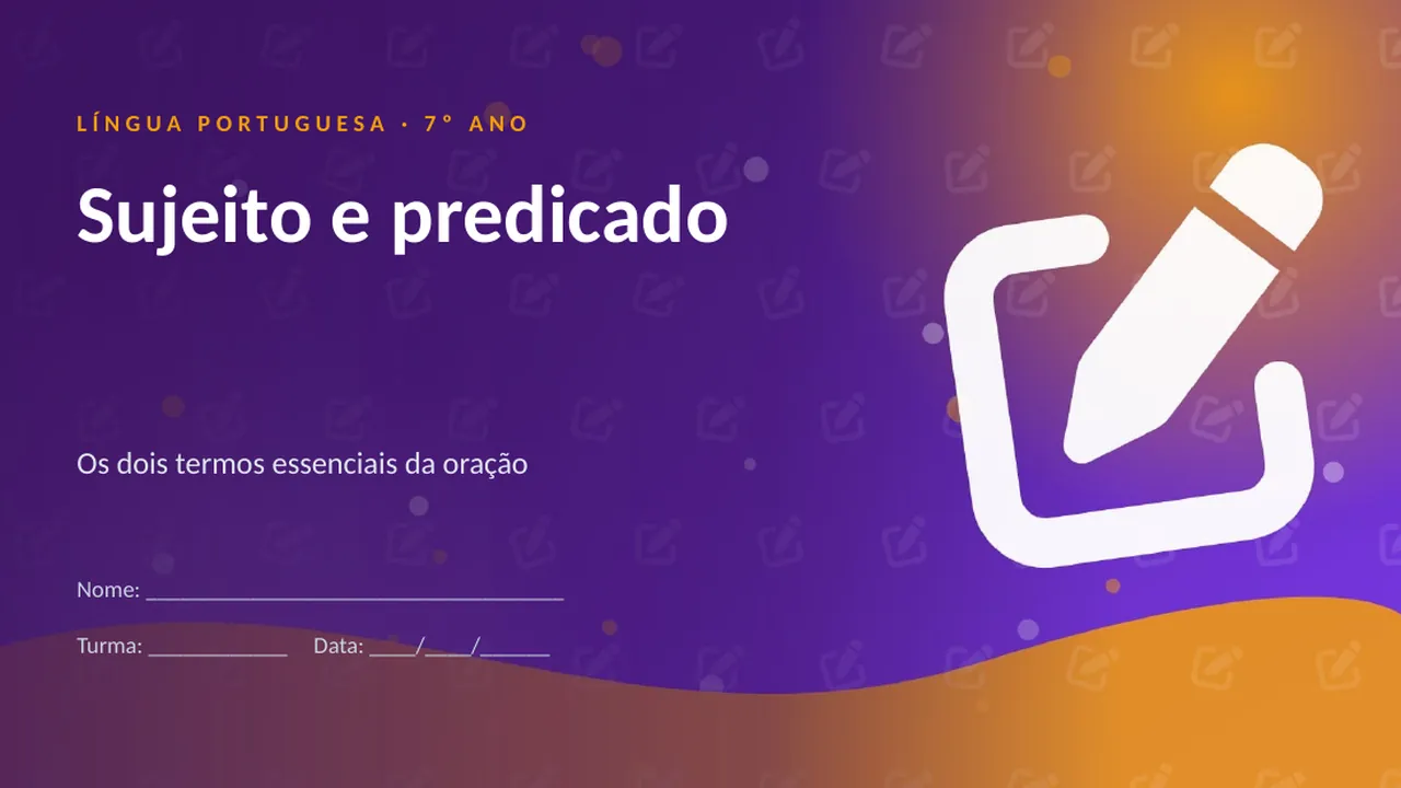 Capa da apresentação Sujeito e predicado
