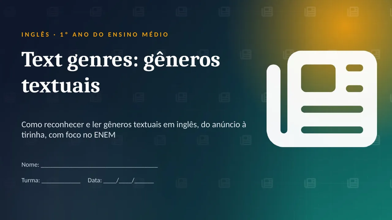 Capa da apresentação Text genres: gêneros textuais