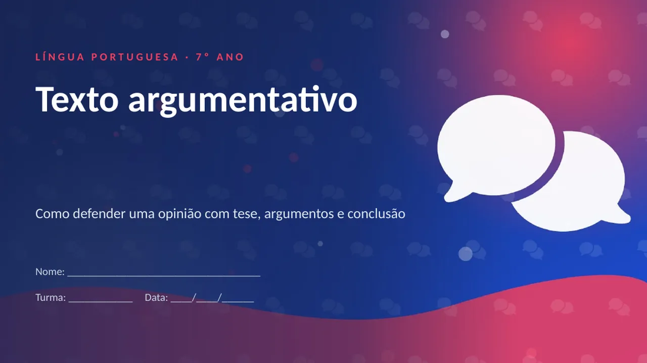 Capa da apresentação Texto argumentativo