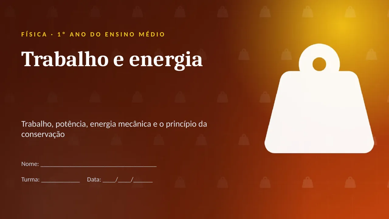 Capa da apresentação Trabalho e energia