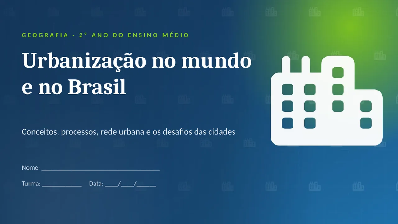 Capa da apresentação Urbanização no mundo e no Brasil