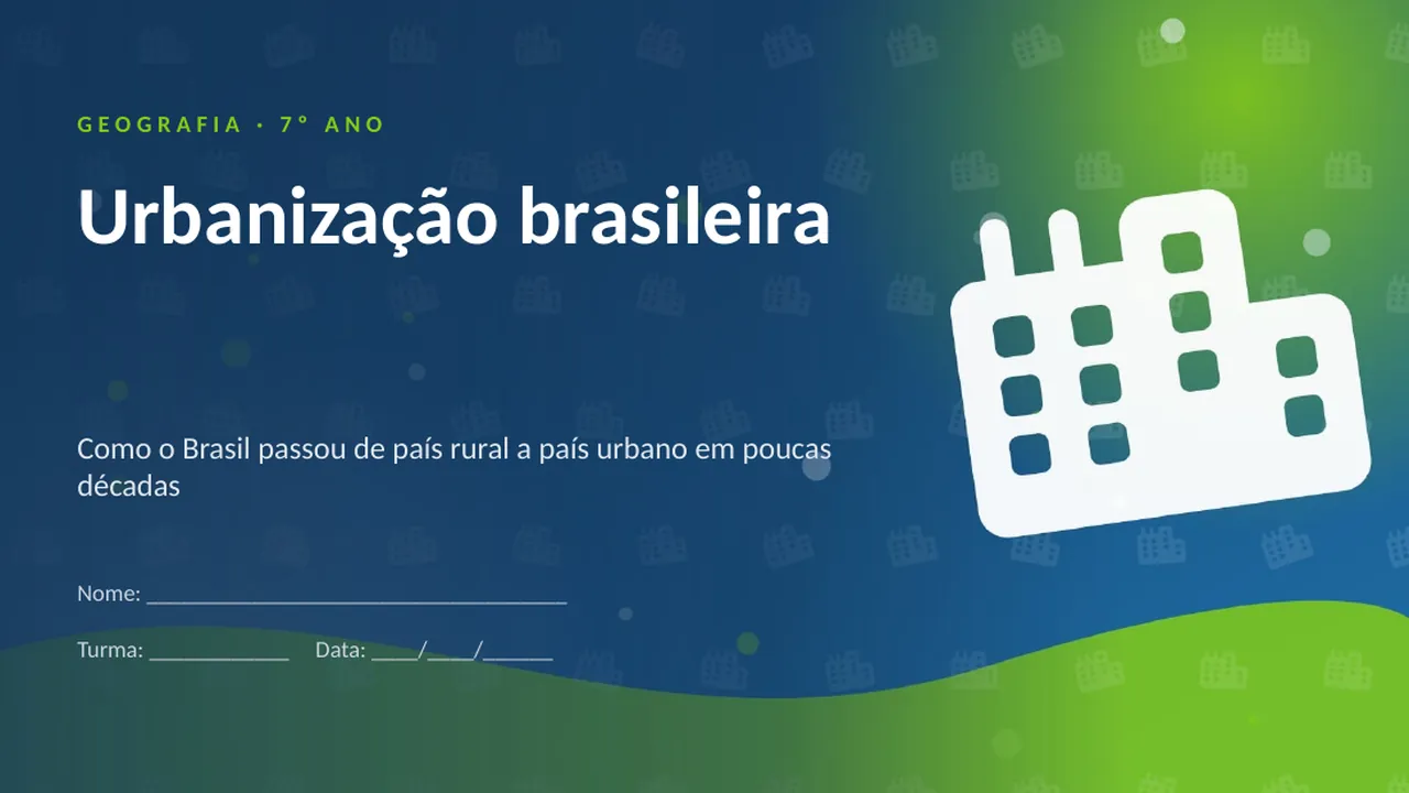 Capa da apresentação Urbanização brasileira