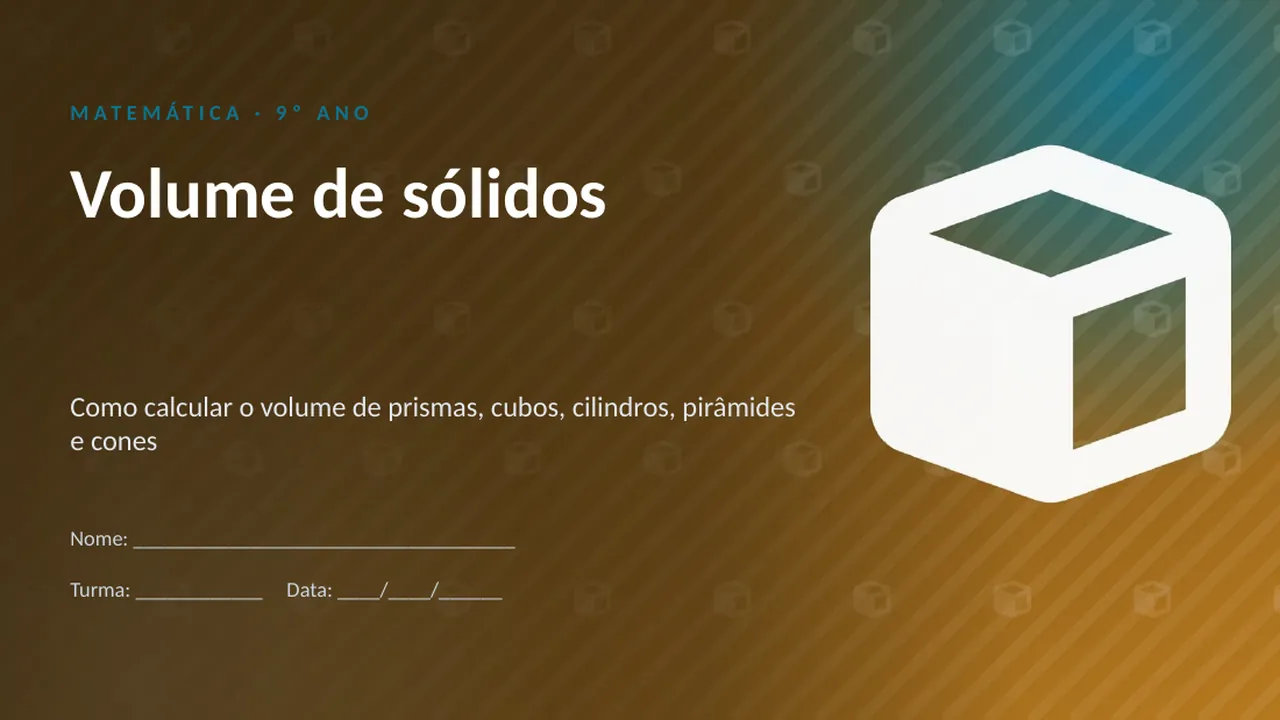 Capa da apresentação Volume de sólidos