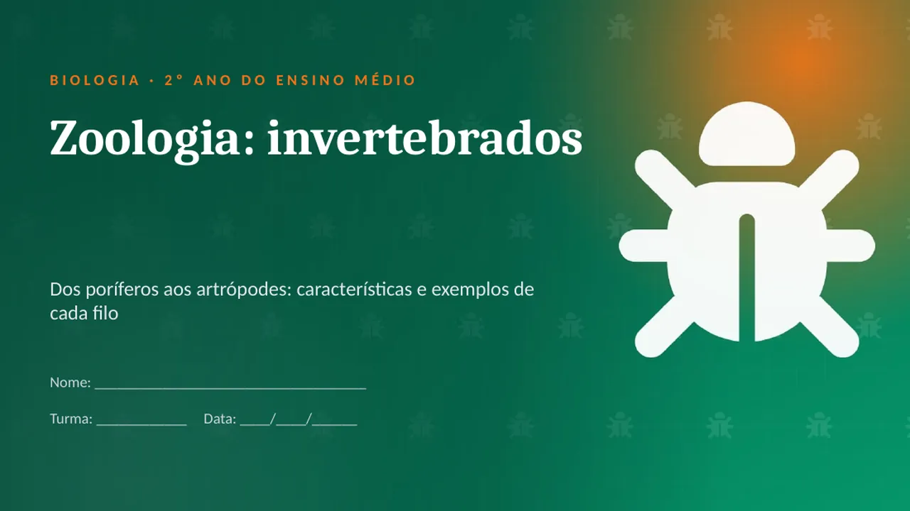 Capa da apresentação Zoologia: invertebrados