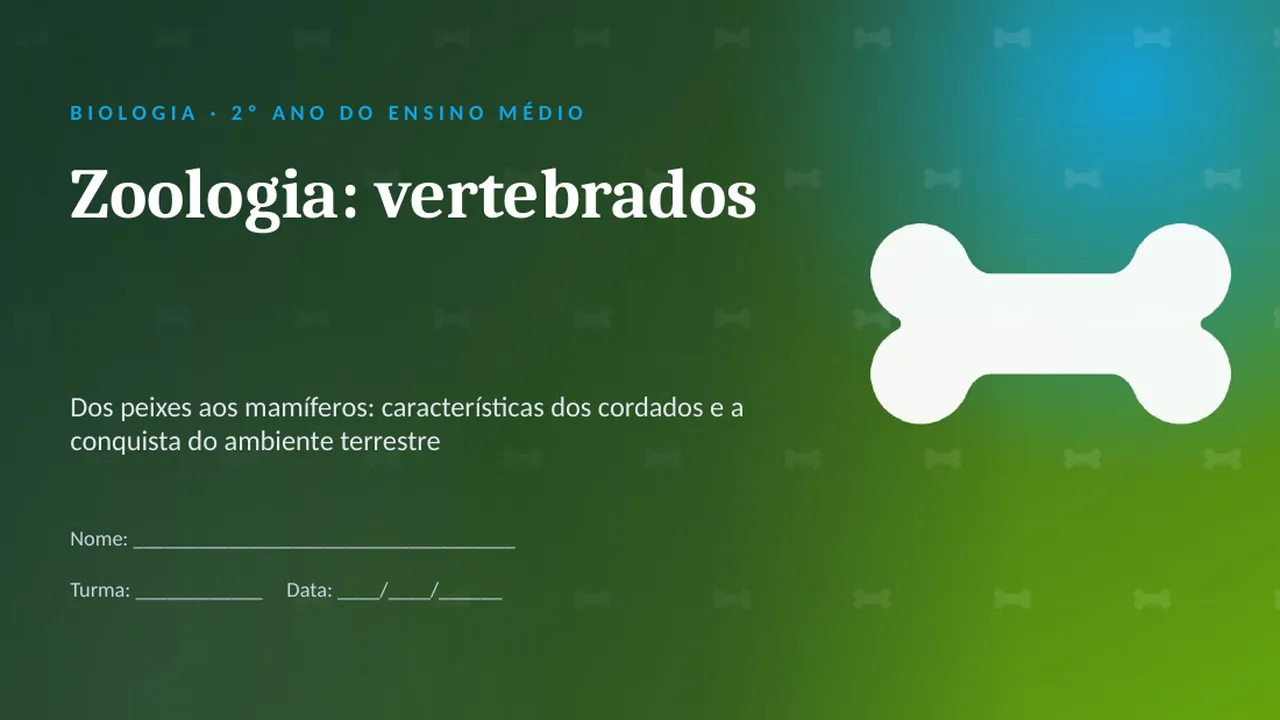 Capa da apresentação Zoologia: vertebrados